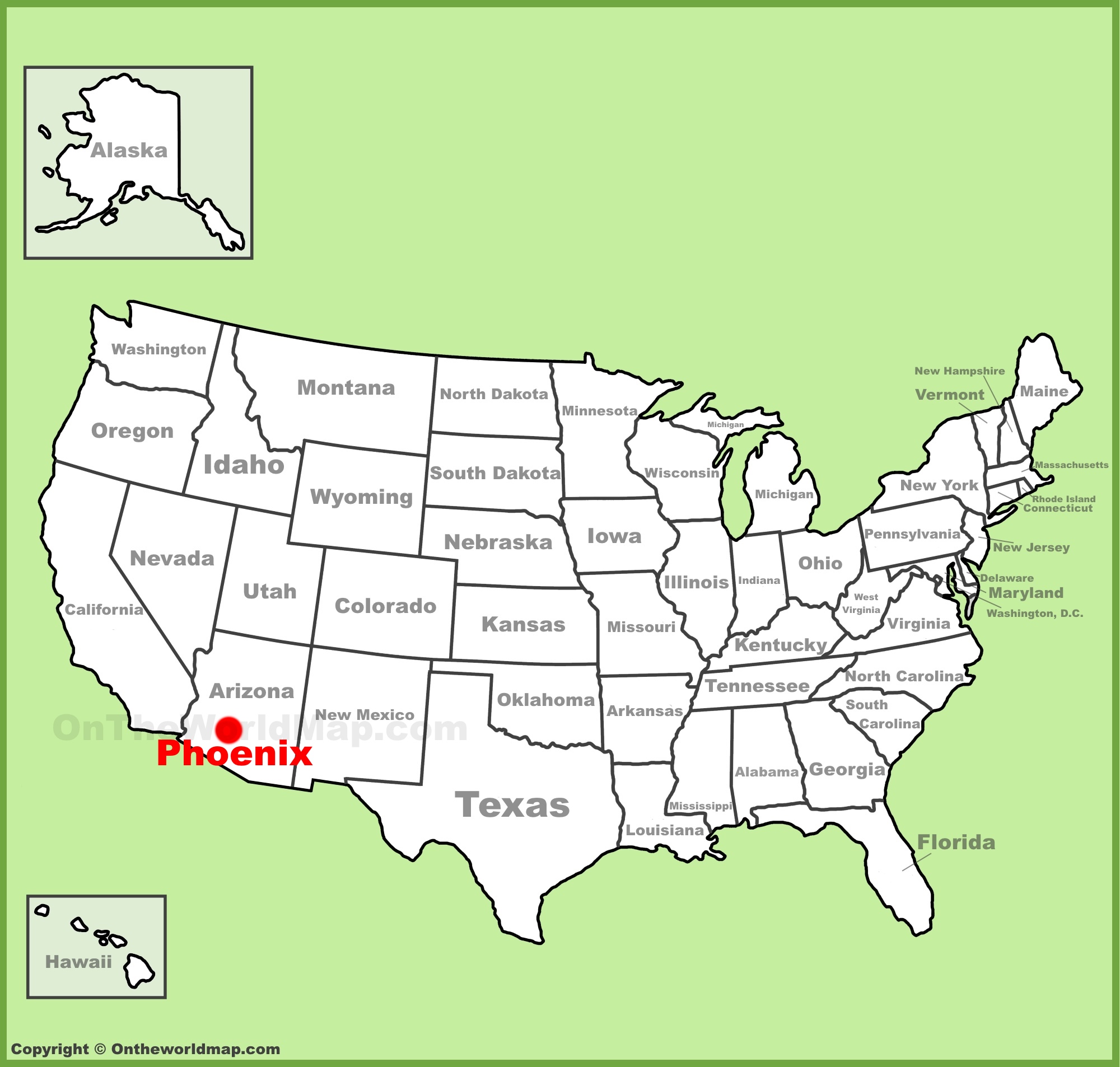 Phoenix location on the U.S. Map