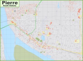 Large detailed map of Pierre