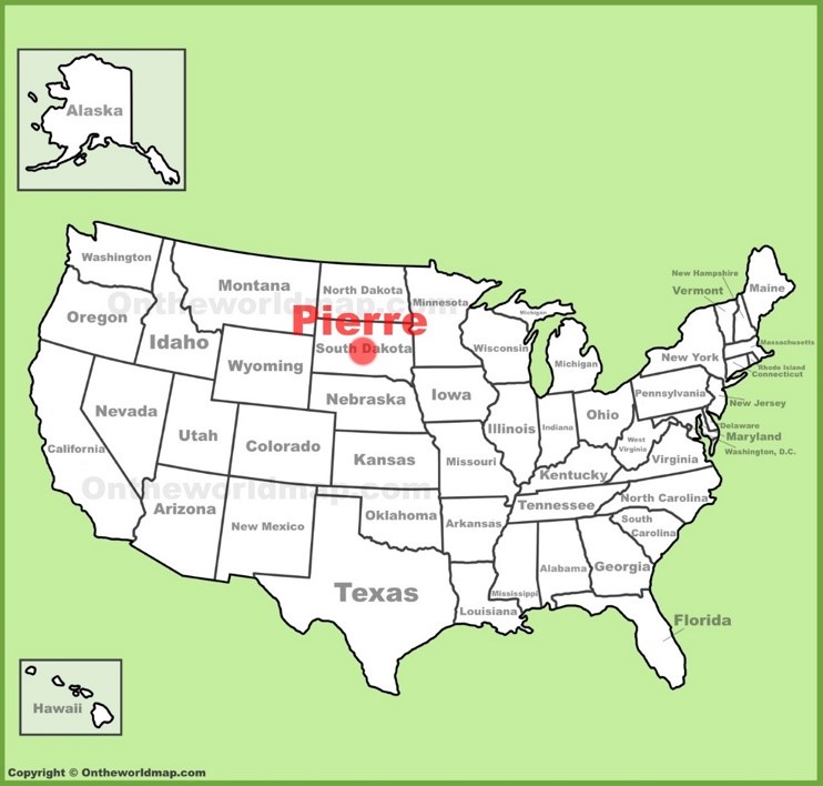 Pierre location on the U.S. Map