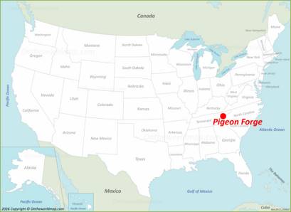 Pigeon Forge Location on the USA Map