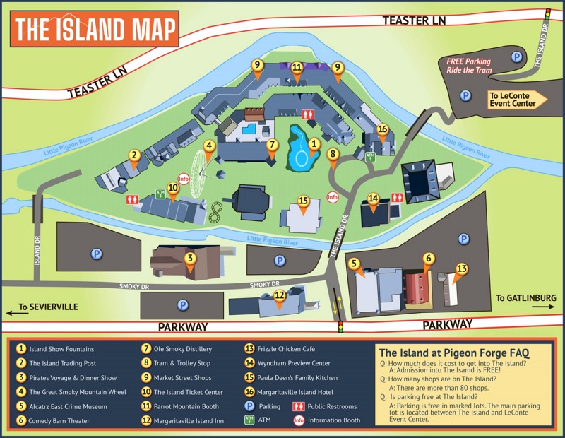 The Island in Pigeon Forge Overview Map