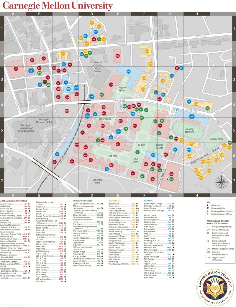 Carnegie Mellon University Campus Map