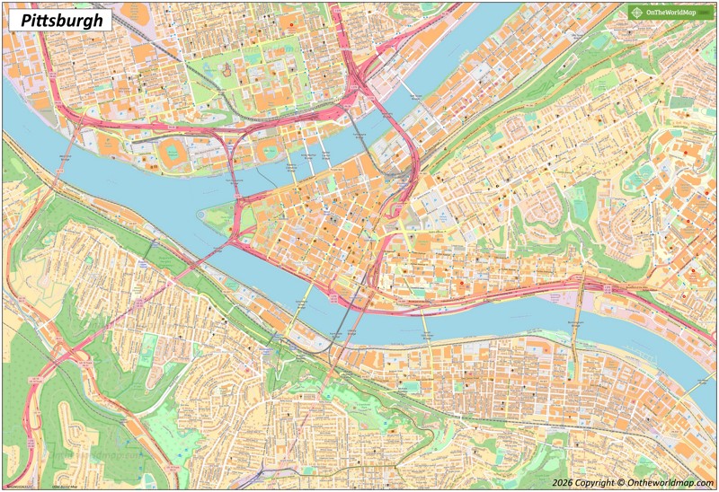 Large Detailed Map of Pittsburgh
