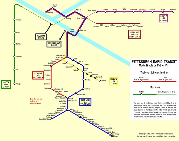 Pittsburgh rapid transit map