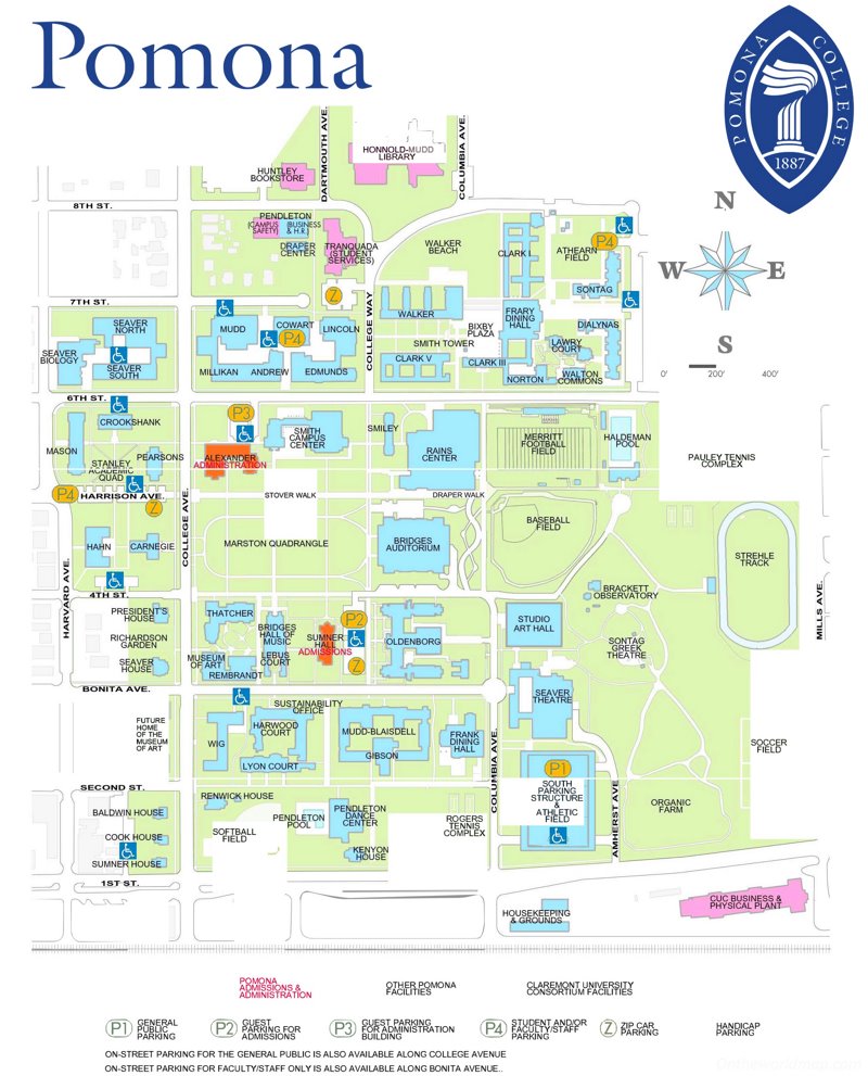 Pomona College Campus Map