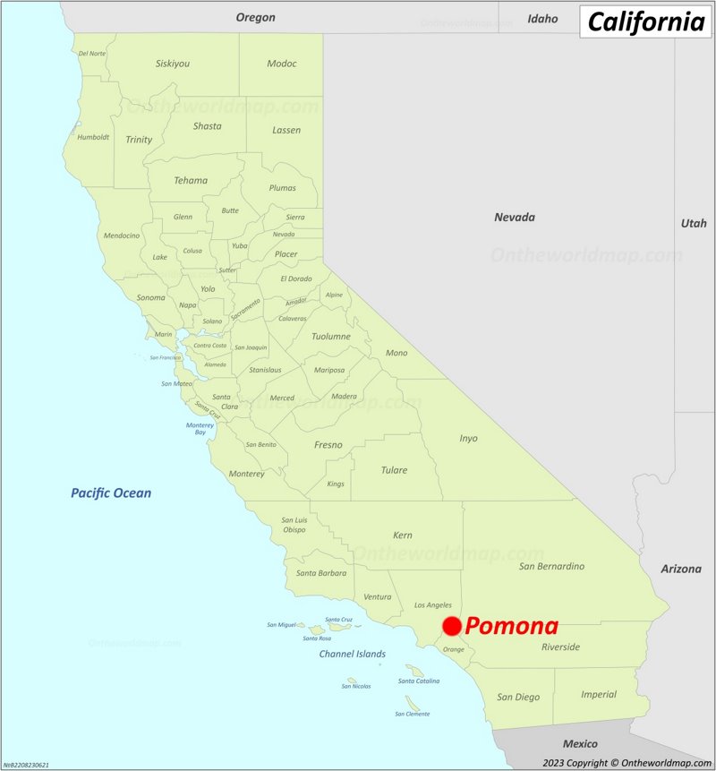 Pomona Location On The California Map