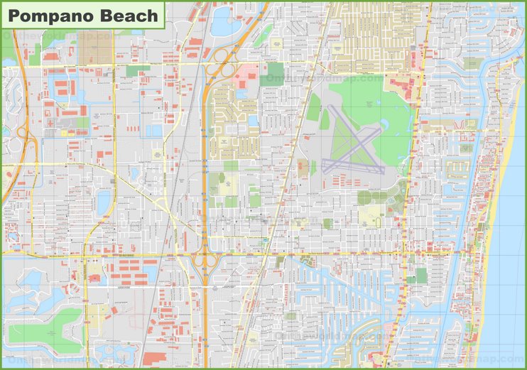 Large detailed map of Pompano Beach