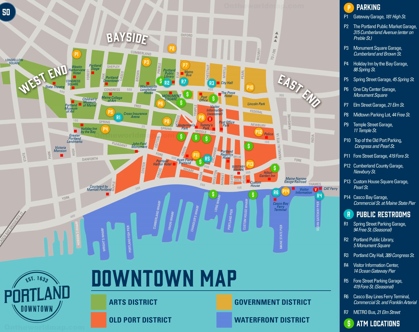 Portland Sightseeing Map Ontheworldmap