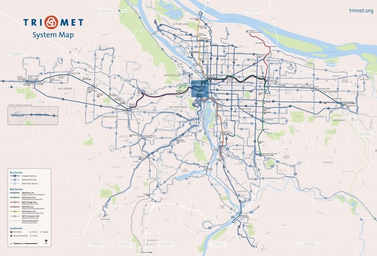 Portland transport map
