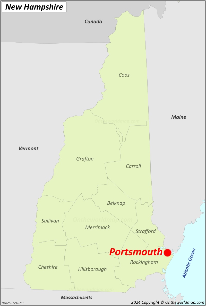 Portsmouth Location On The New Hampshire Map