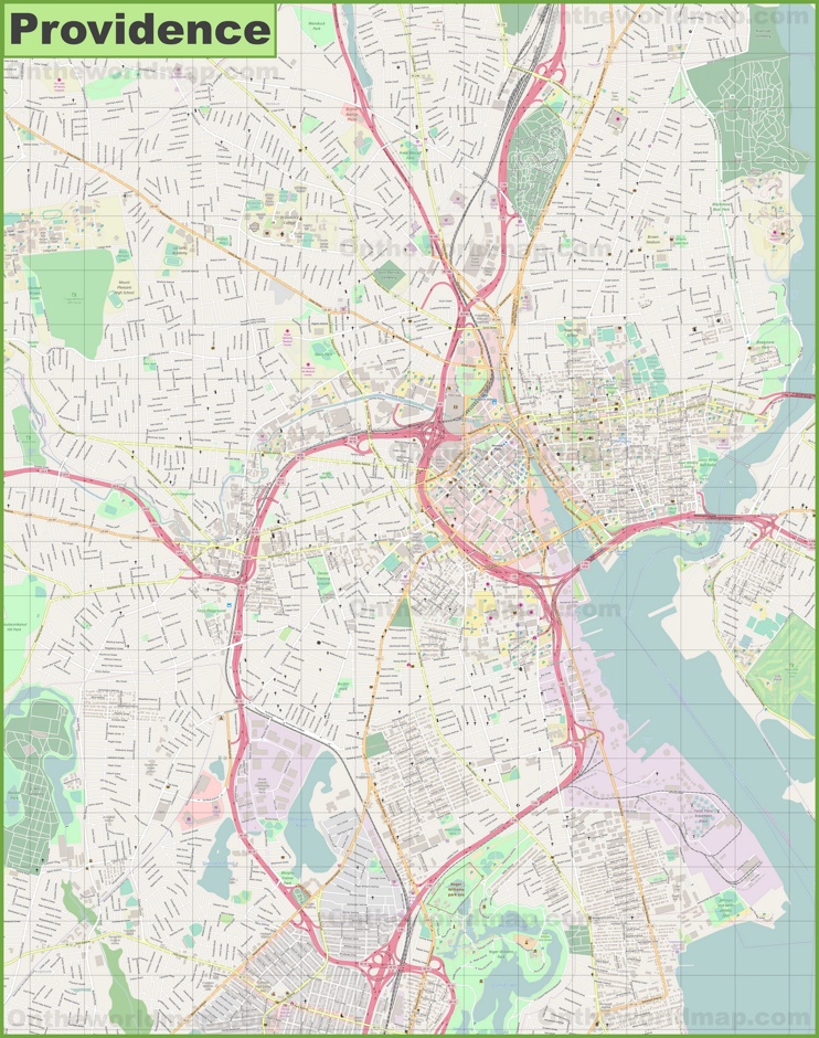 Large detailed map of Providence