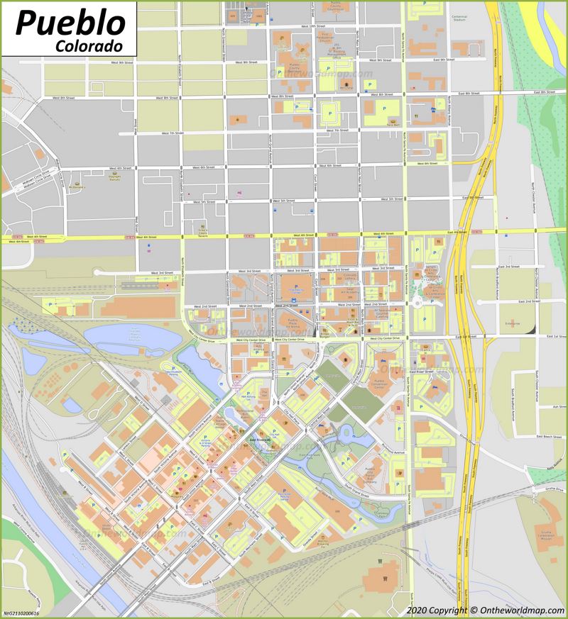 Pueblo Downtown Map