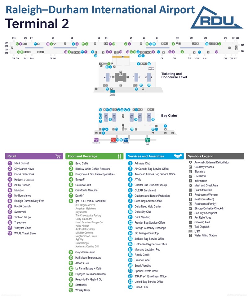 Raleigh–Durham International Airport Terminal 2 Map