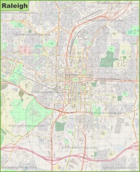 Large detailed map of Raleigh