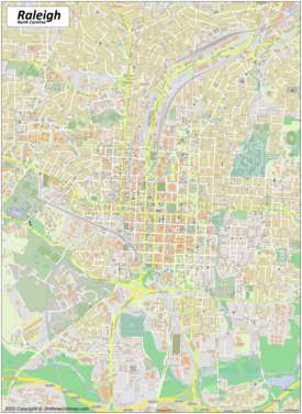 Large detailed map of Raleigh