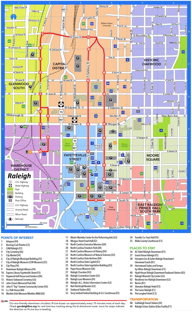 Raleigh Tourist Map