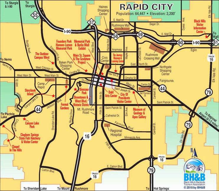 Rapid City tourist map