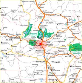 Redding Area Road Map