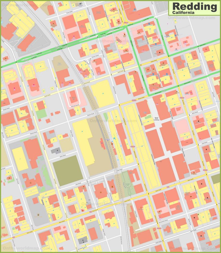 Redding downtown map