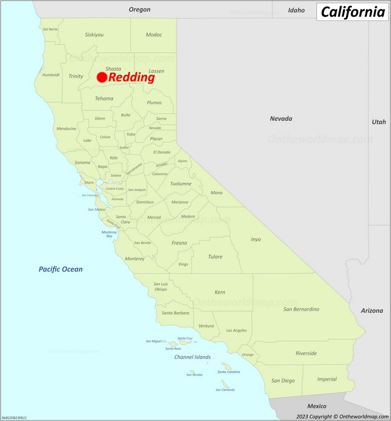 Redding Location On The California Map