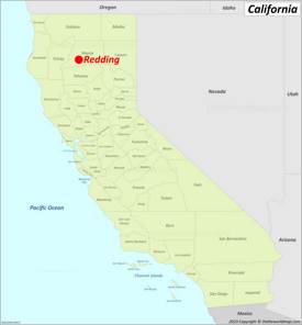 Redding Location On The California Map
