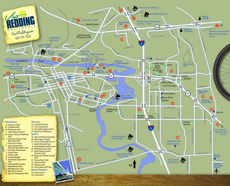 Redding Tourist Attractions Map