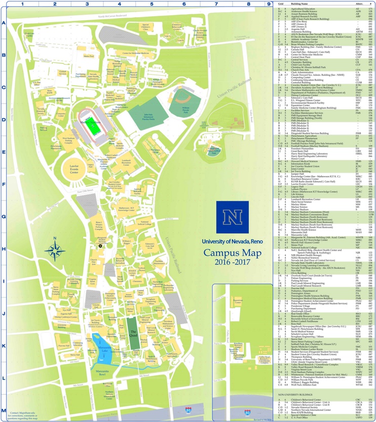 University of Nevada, Reno campus map