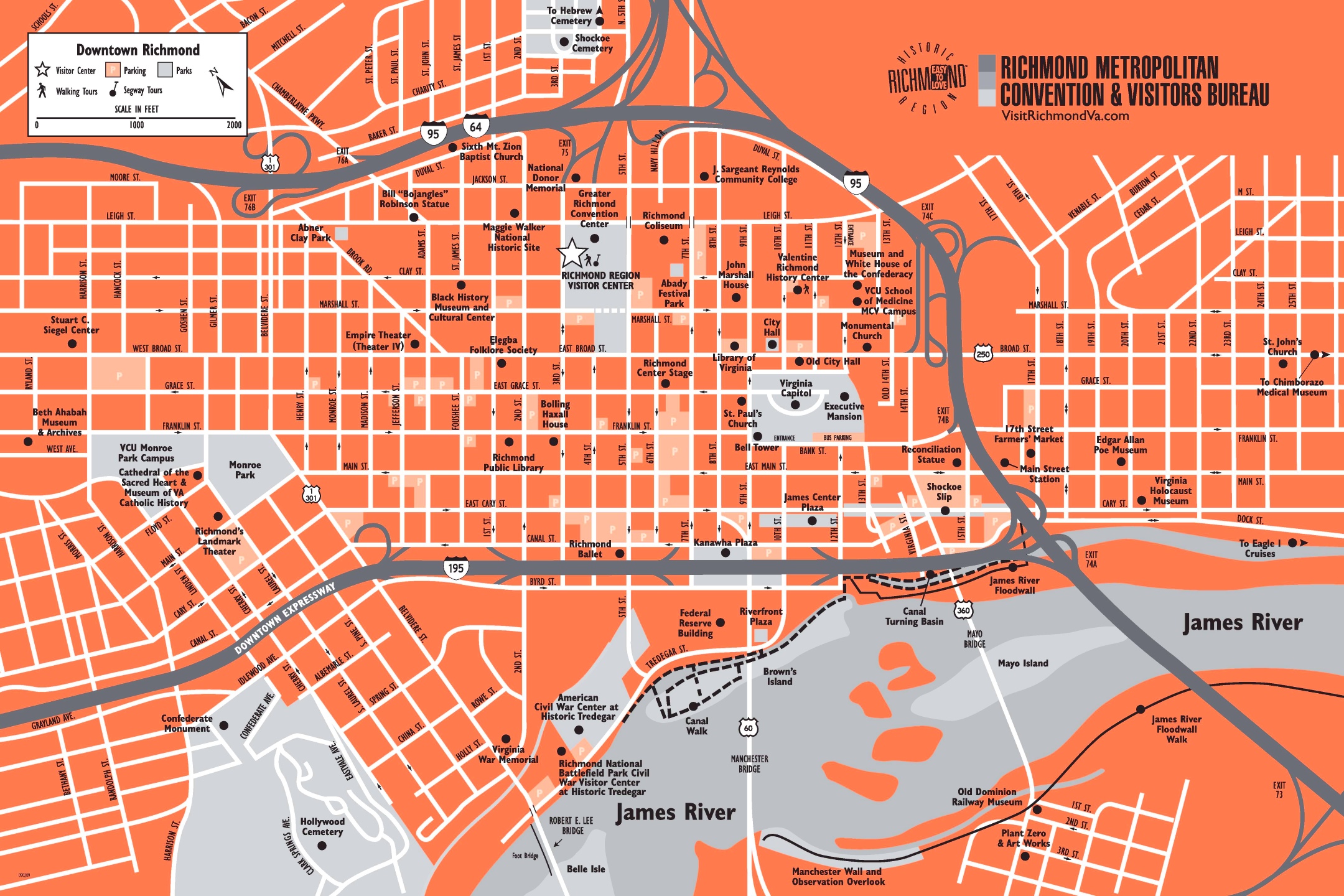 Richmond downtown map Ontheworldmap com