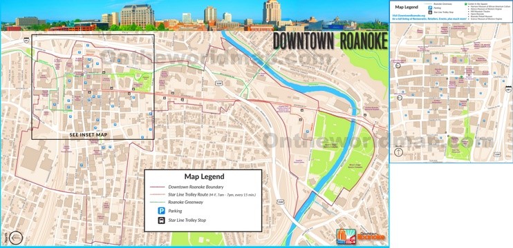 Roanoke downtown map