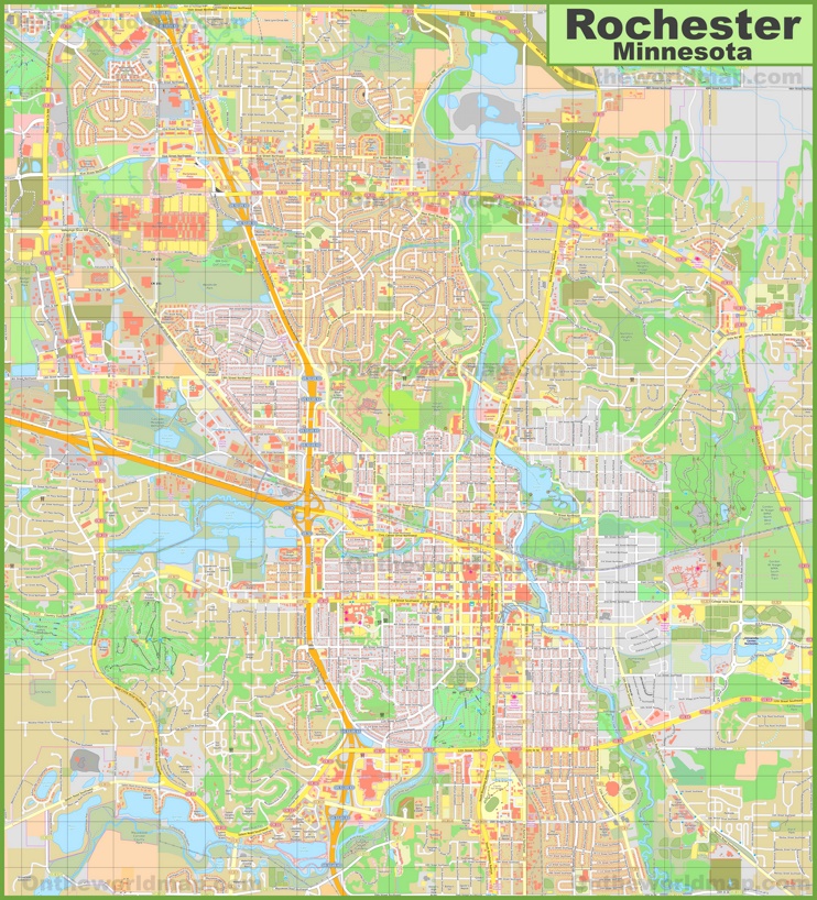 Large detailed map of Rochester (Minnesota)