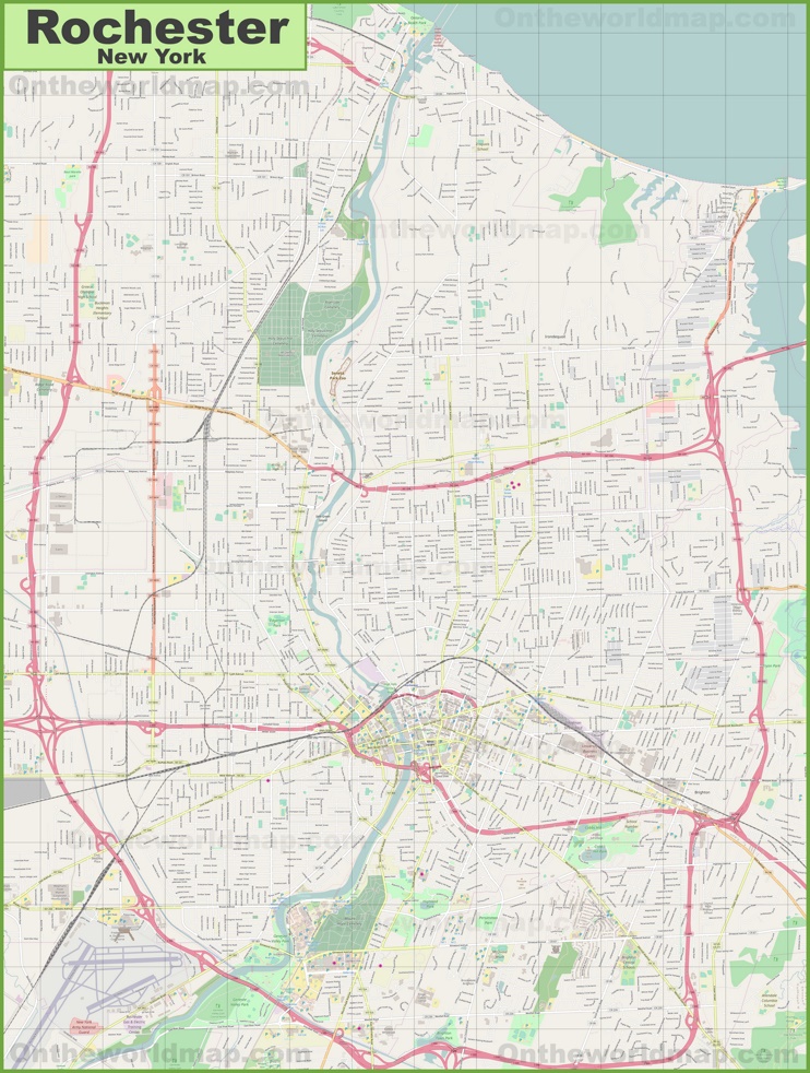 Large detailed map of Rochester