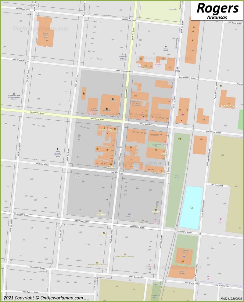 Rogers AR Downtown Map