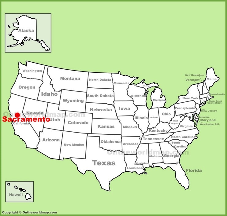 Sacramento location on the U.S. Map