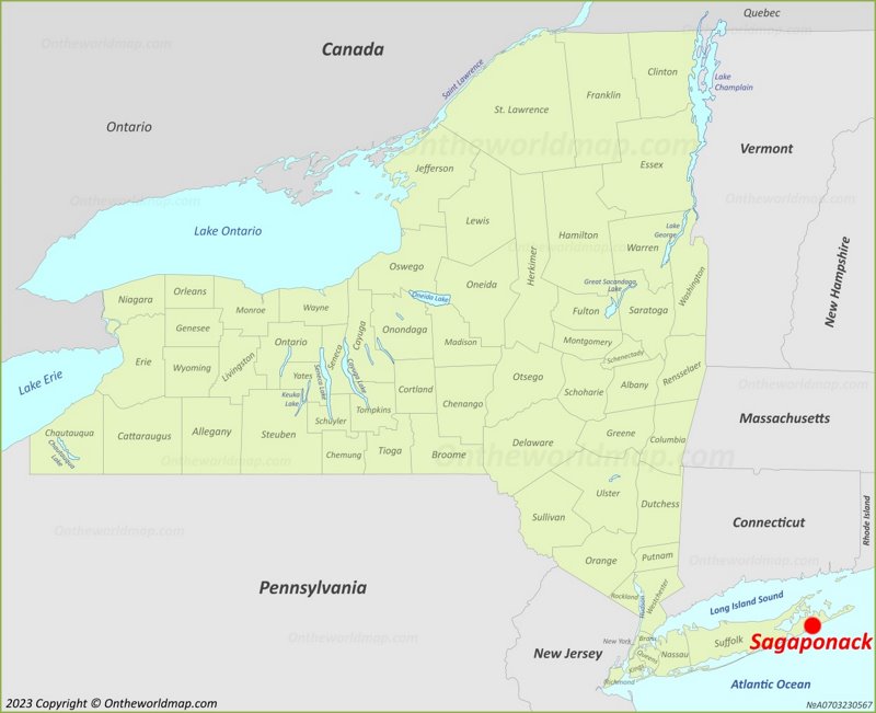 Sagaponack Location On The New York State Map