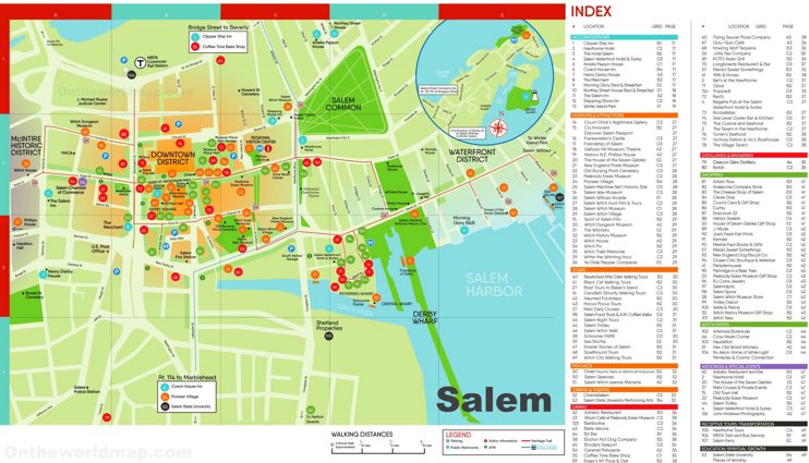 Salem hotels and sightseeings map
