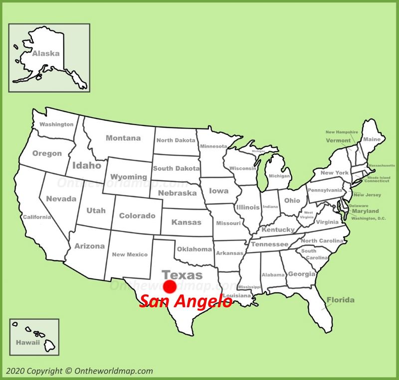 San Angelo location on the U.S. Map