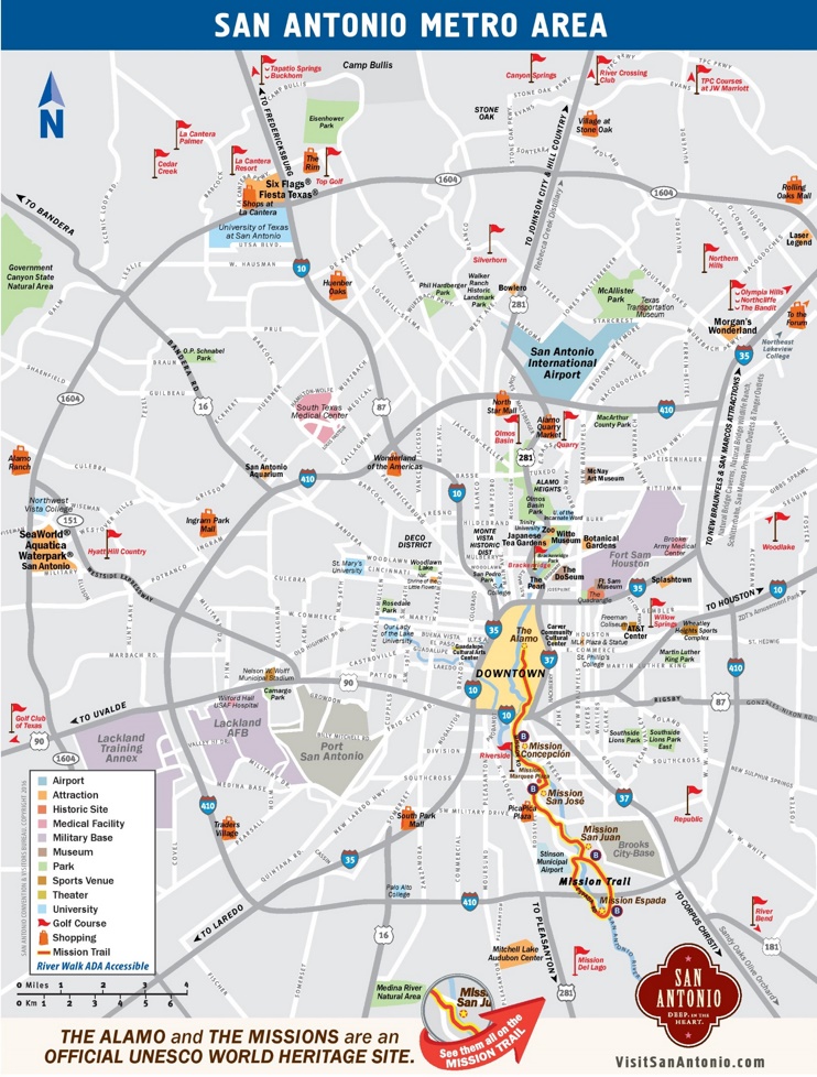 San Antonio metro area tourist map