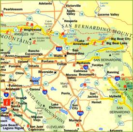 San Bernardino Area Tourist Map