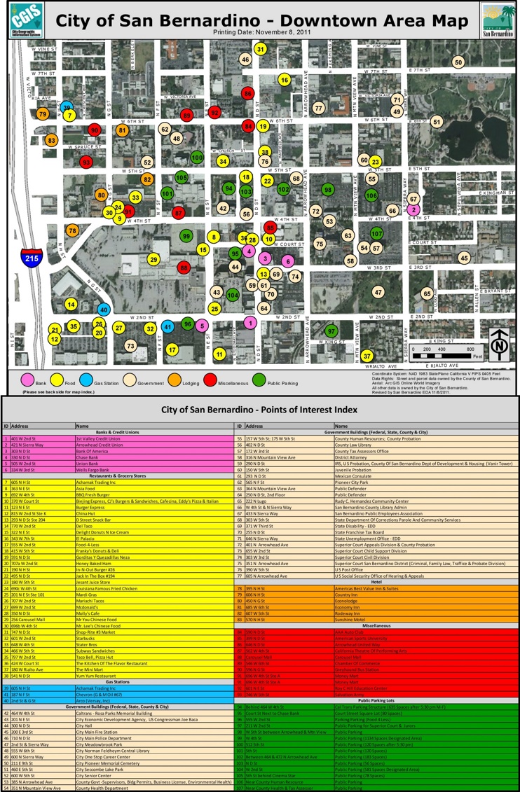 San Bernardino downtown map
