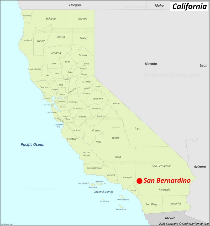 San Bernardino Location On The California Map