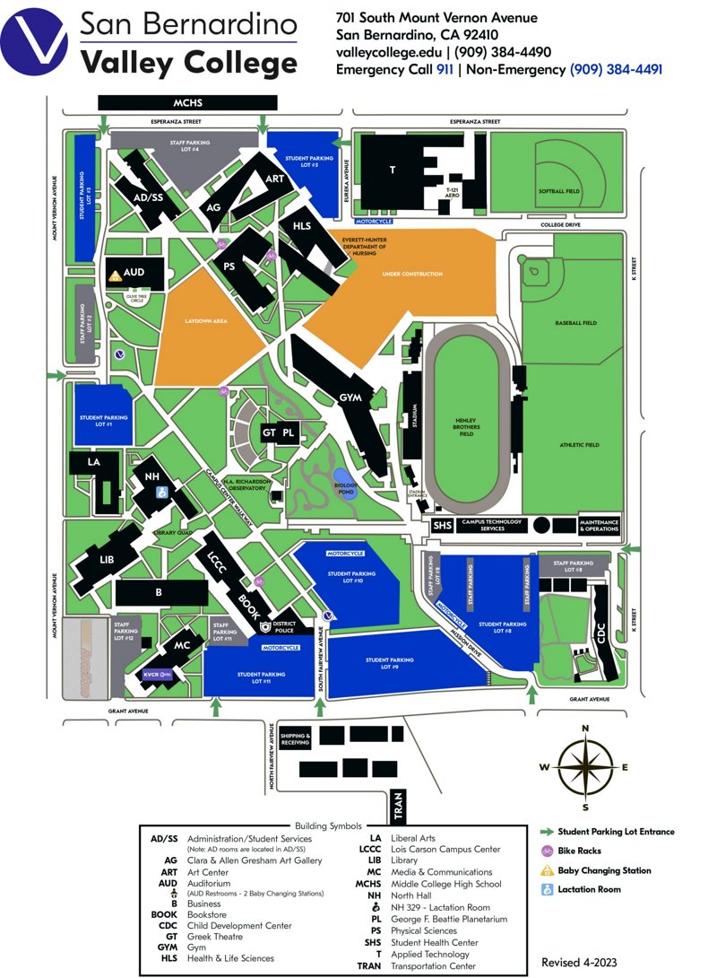 San Bernardino Valley College Campus Map