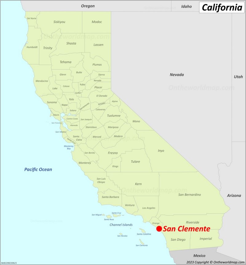 San Clemente Location On The California Map