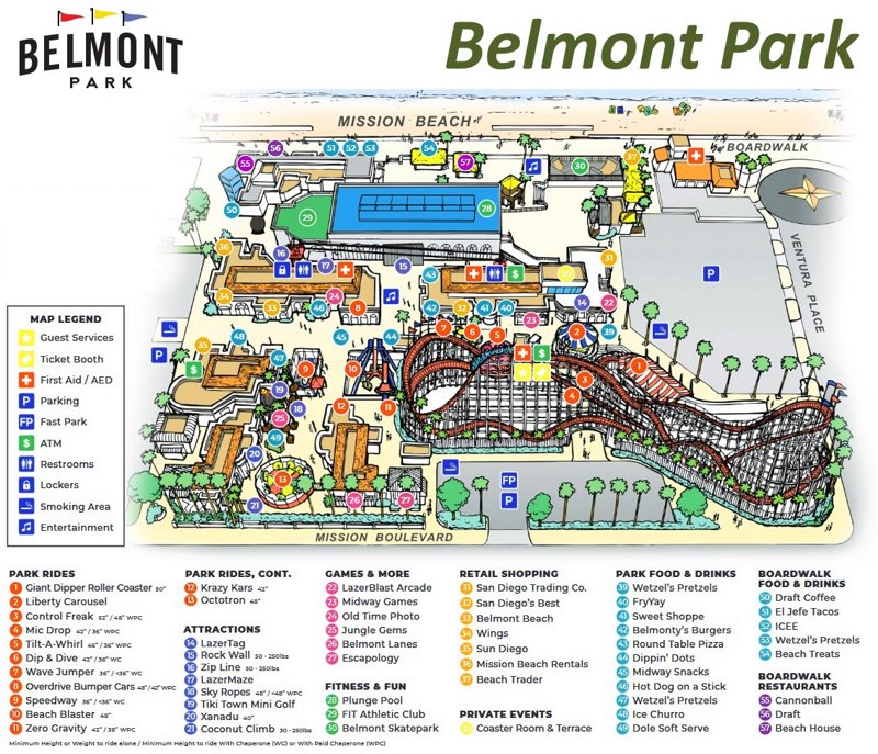 Belmont Park Attractions Map