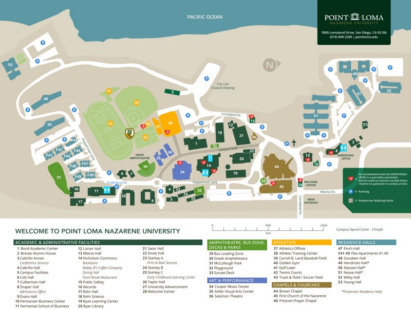 Point Loma Nazarene University Campus Map