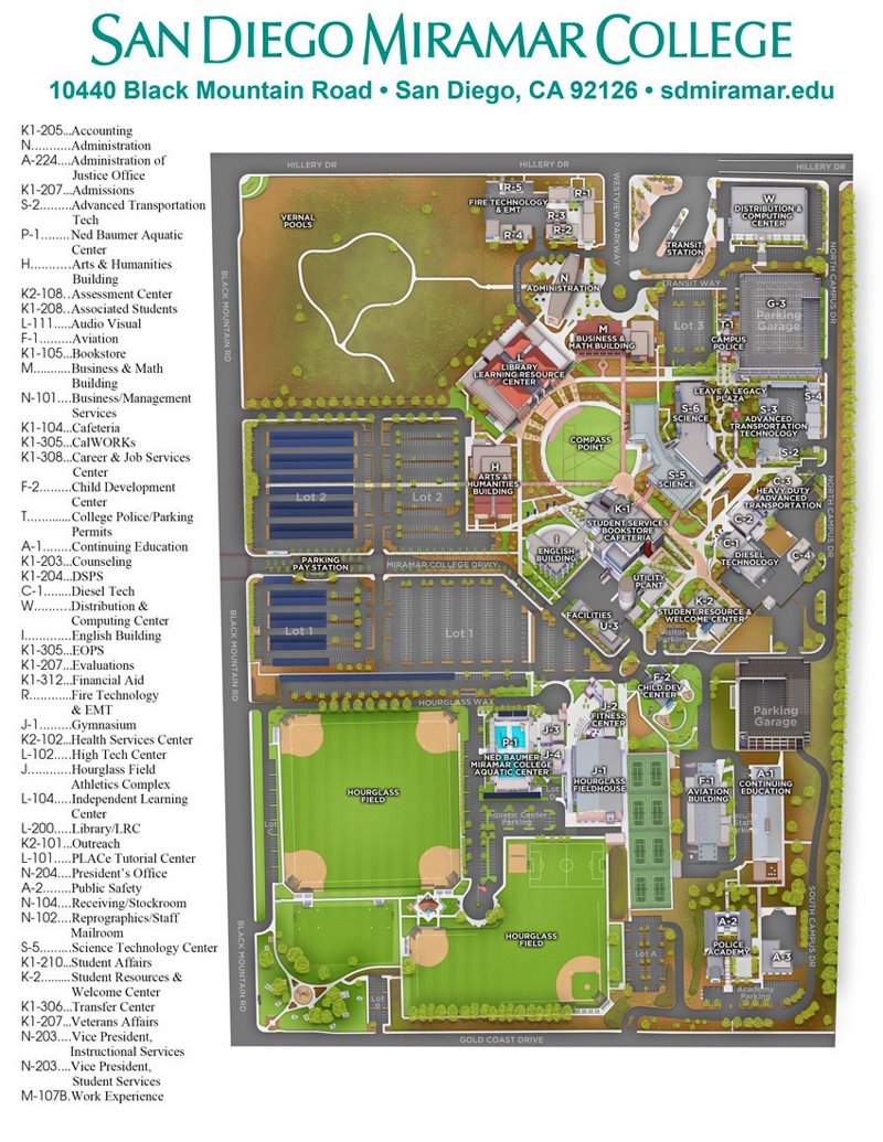 San Diego Miramar College Campus Map