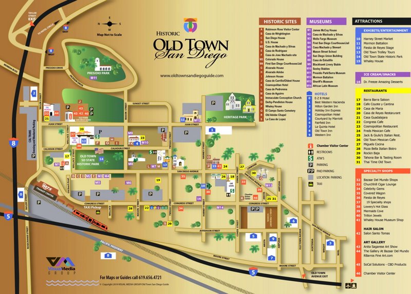 Old Town San Diego Tourist Attractions Map 