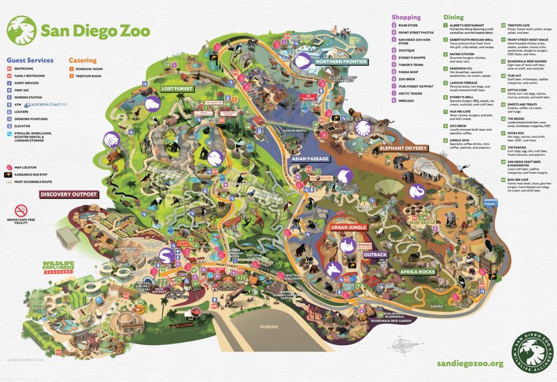 San Diego Zoo Attractions Map