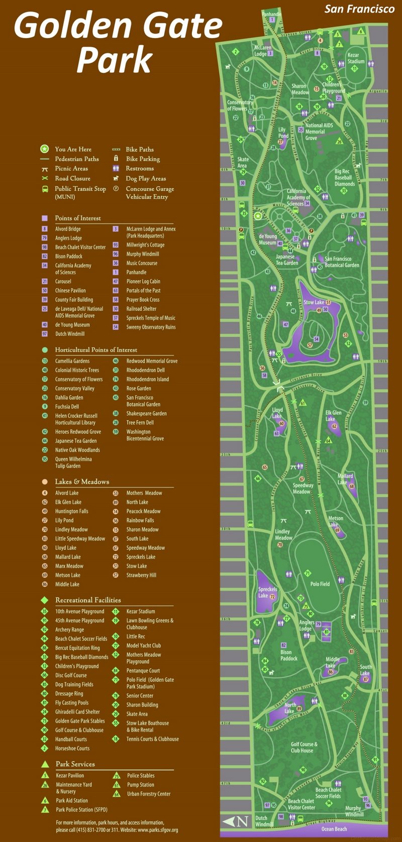 Golden Gate Park Attractions Map