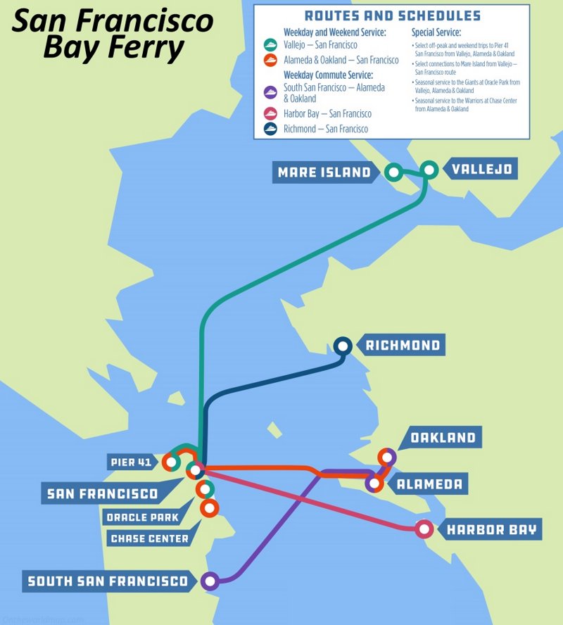 San Francisco Bay Ferry Routes Map