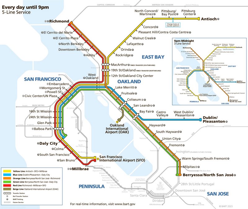 San Francisco Bay Rail Map